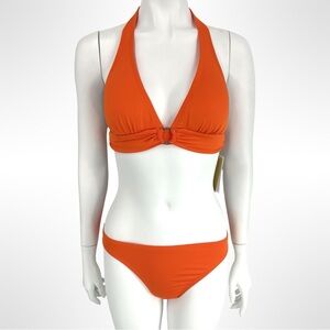 NWT Michael Kors Bright Orange Halter Bikini Set